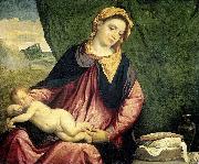 Paris Bordone Madonna with Sleeping Child oil